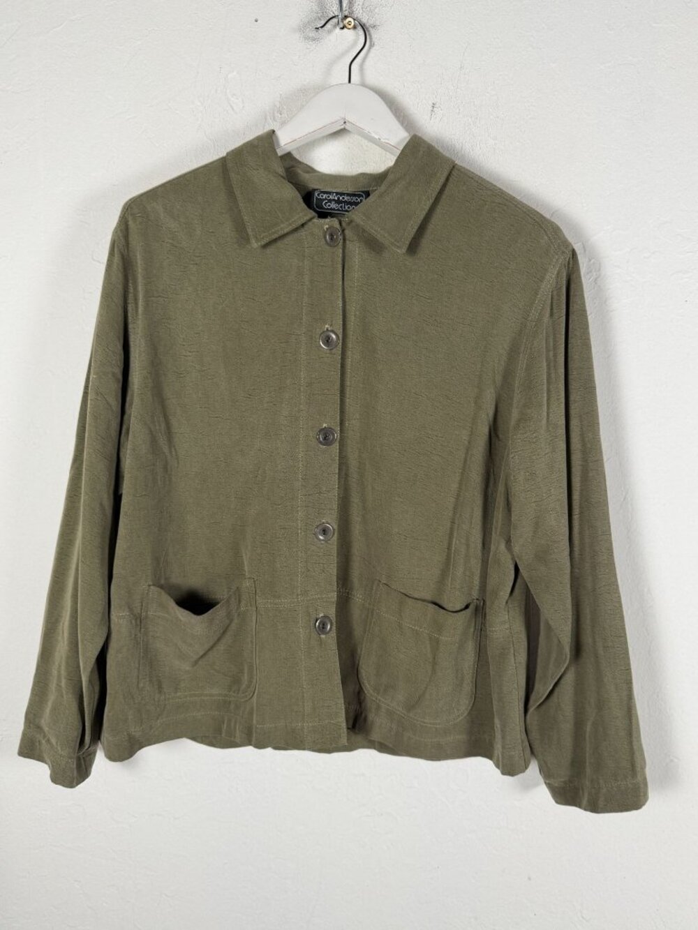 Vintage Carol Anderson Collection Green Chore Jacket Womens Large Tencel USA
